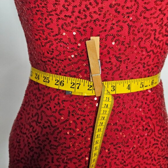 Womans  B. Darlin holiday festival babydoll racerback red sequin bodycon maxi - Picture 8 of 11